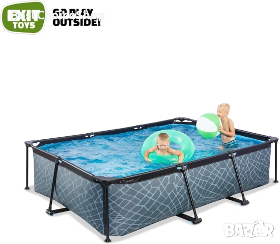 EXIT Toys Правоъгълен басейн с рамка и филтърна помпа, 300 x 200 x 65 см. Уникален дизайн, снимка 5 - Басейни и аксесоари - 54905900