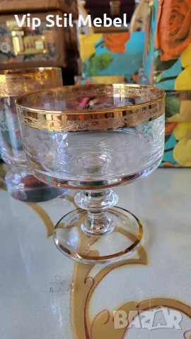 Италиански кристални чаши Murano Medici , снимка 6 - Чаши - 55388137