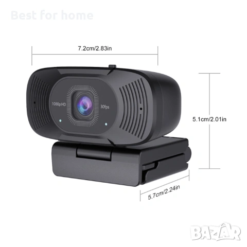 TOALLIN Автофокус FHD 1080P Уебкамера Вграден двоен микрофон за шумопотискане Компютърна камера, снимка 3 - Камери - 54572981
