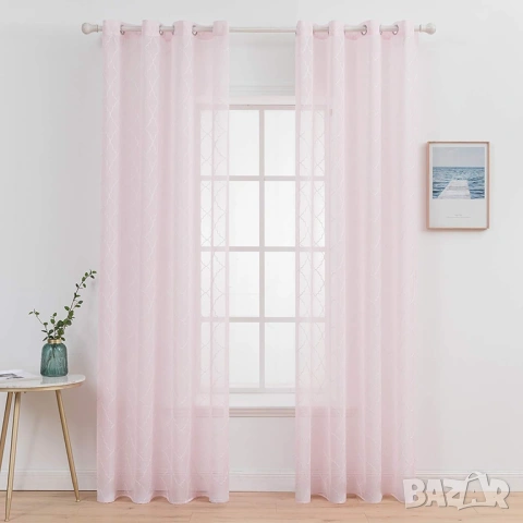 Комплект 2бр. Тюлени Пердета с Халки MIULEE, 140х260см, Розови