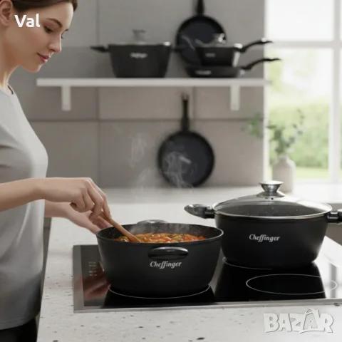 Комплект съдове за готвене Cheffinger от 10 части , снимка 2 - Съдове за готвене - 55340555
