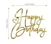 Happy Birthday ❤ златист надпис за отпред страничен акрил топер украса торта рожден фронтален, снимка 3