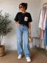 Стилна Дамска Тениска С Блестящ Джоб И Свободна Кройка👕Дамска Блуза С Къс Ръкав - 4 Цвята Код A1639, снимка 4