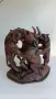 Ловна сцена с бивол и хищници , ръчно резбована статуетка от масивно дърво , снимка 2