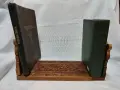 Дървена сгъваема и регулируема  поставка ,рафт за книги изцяло с дърворезба и два слона в края, снимка 2