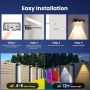 Solpex Соларни осветителни тела за огради, 9 цвята 11 режима RGB, 2 броя, снимка 5