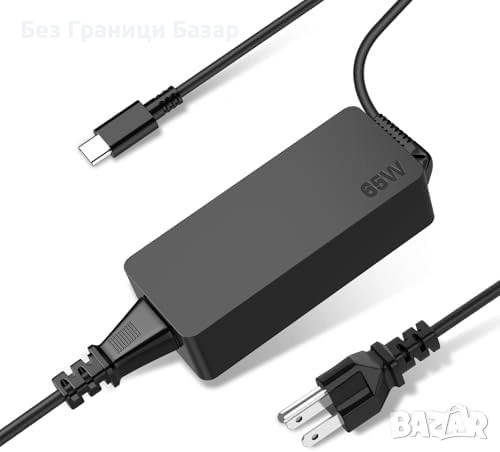 Ново 65W USB-C зарядно за лаптоп Lenovo HP Dell ASUS Acer стенен адаптер UK контакт, снимка 1