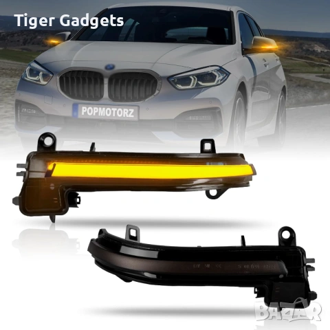 Динамични LED мигачи за огледала BMW POPMOTORZ 2835 SMD Black, Sequential, комплект 2 броя