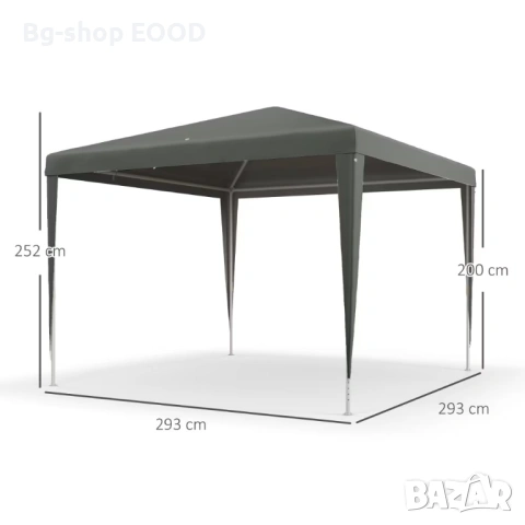 Градинска шатра Tent Pro тип хармоника 3х3, Сива, Водоустойчива материя, снимка 11 - Градински мебели, декорация  - 54388171