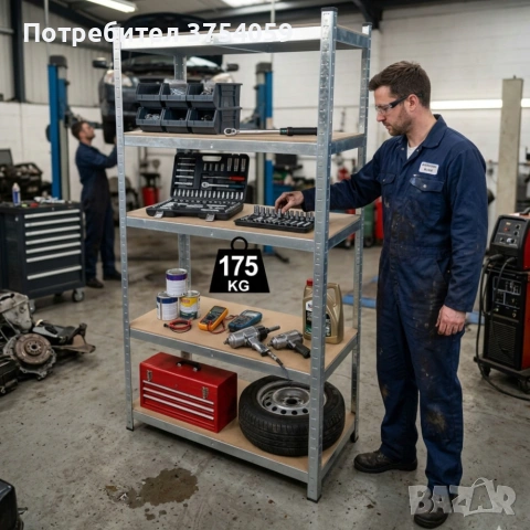 Практичен рафт на 5 нива с товаропиносимост до 175кг - лесен монтаж и стабилност, снимка 3 - Етажерки - 55164966