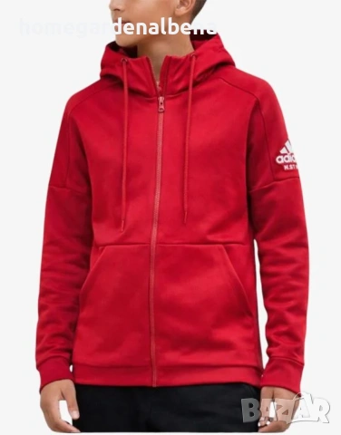 ADIDAS Stack Logo Hoodie Red Детско Горнище Оригинал 152 156 170