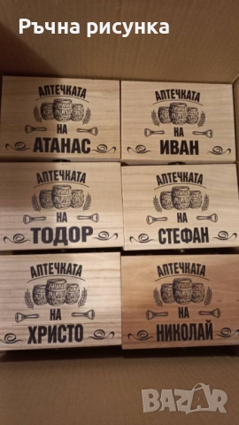 Кутия с шотове - пример "Аптечката на Георги ",Йордан ,Иван ,Христо,Стефан,Трифон ,Димитър и други, снимка 11 - Декорация за дома - 47839866