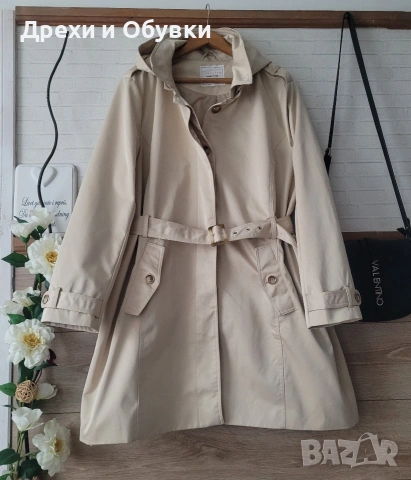 Нов тренч манто в бежов цвят със сваляща качулка , снимка 11 - Палта, манта - 54091797
