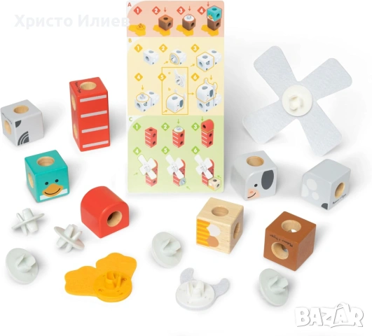 Дървен конструктор Melissa & Doug Blockables Горски приятели Ферма 16 части 2 вида, снимка 12 - Конструктори - 53411787