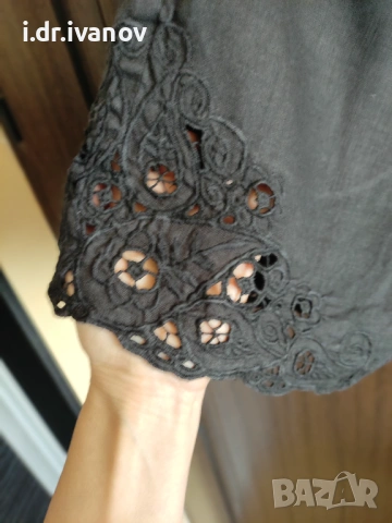 черни къси ленени панталонки с дантела, снимка 3 - Къси панталони и бермуди - 54177709