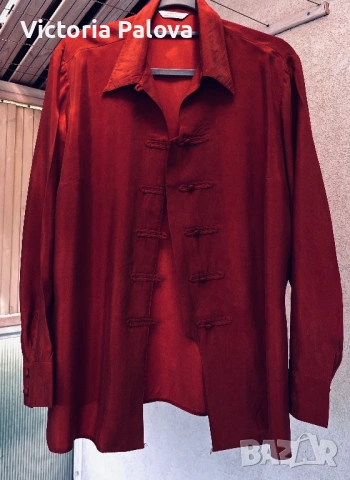 Ултра хитова риза в стил ципао St Michael (Marks & Spencer), 100% Cupro, снимка 2 - Ризи - 54561167