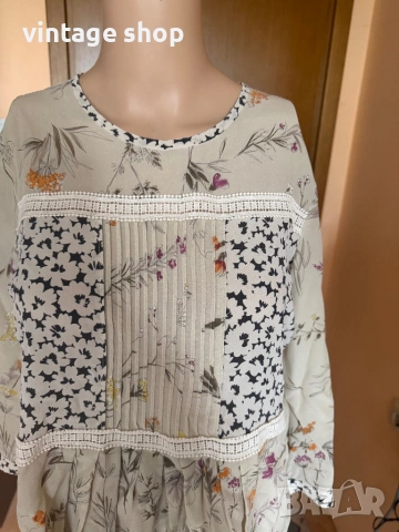 Копринена блуза тип пеплум Weekend Max Mara, размер IT 42(M), снимка 3 - Блузи с дълъг ръкав и пуловери - 54632827
