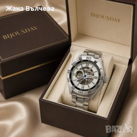 Мъжки механичен часовник T-GOER Chronograph Skeleton Silver