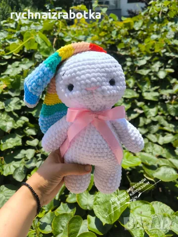 Плетено пухкаво зайче, снимка 2 - Плюшени играчки - 55604729