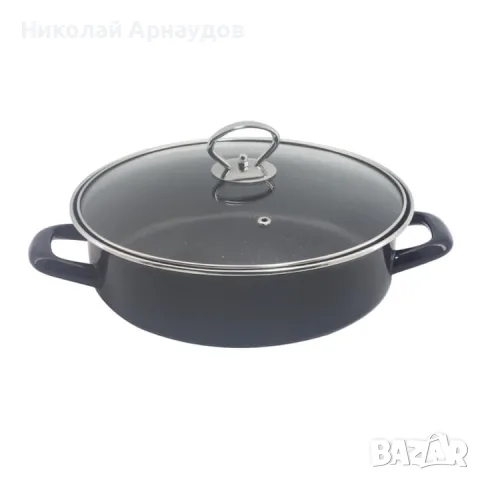 Тава и тенджера 2в1 Rosberg R51222A28CT, 28 см, Мраморно покритие, Капак, Индукция и фурна, Черен