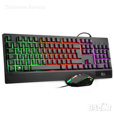 Rii игрова клавиатура и мишка комплект RGB подсветка QWERTZ водоустойчив USB