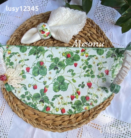 Поднос-Горски ягоди!🍓🌿🍓, снимка 5 - Декорация за дома - 54626668