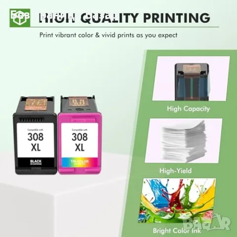 Нови HP 308XL съвместими мастила черно и цветно за Envy DeskJet принтер тонер мастило печат, снимка 6 - Консумативи за принтери - 55564891