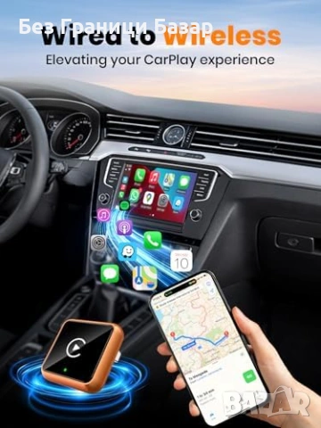 Нов Безжичен CarPlay Адаптер W2 USB Type-C iPhone iOS 10+ кола телефон връзка, снимка 4 - Друга електроника - 54718070