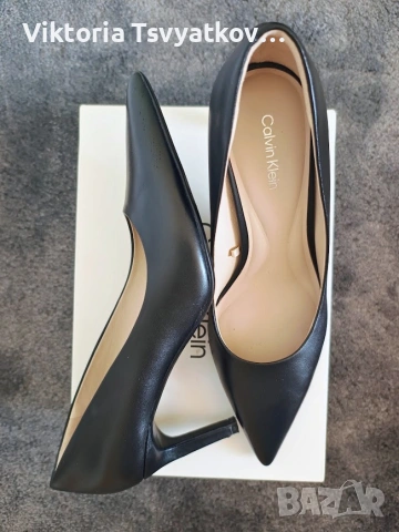 Calvin Klein ESS STILETTO 70 – кожени обувки с тънък ток, размер 37, снимка 2 - Дамски обувки на ток - 55281226