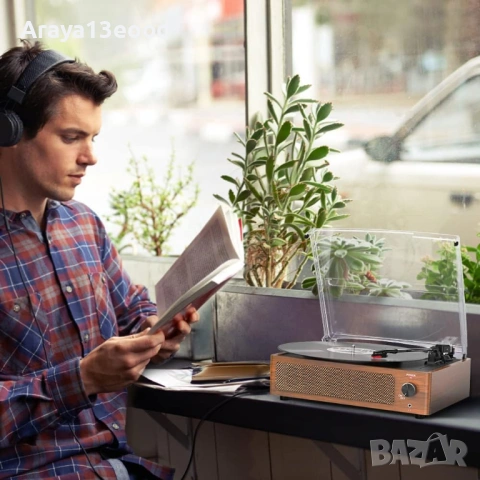 Винтидж грамофон с Bluetooth и вградени колони, снимка 2 - Грамофони - 54625510