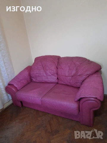 130€ ДВОЕН ДИВАН ОТ ЕСТЕСТВЕНА КОЖА, снимка 2 - Дивани и мека мебел - 54226638