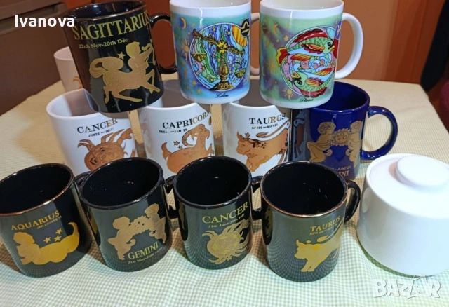 Красиви порцеланови чаши със зодии-кафе и чай