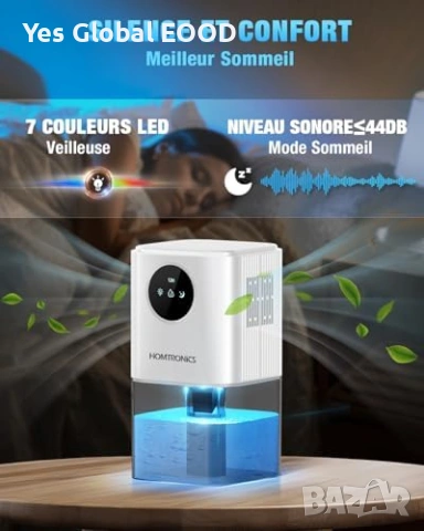 Homtronics влагоуловител 1700ml с таймер тих, снимка 3 - Влагоабсорбатори и влагоуловители - 54739950