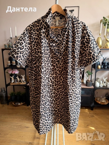 H&M Нова рокля тип риза леопардов принт, снимка 7 - Рокли - 54256493
