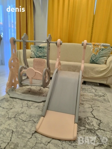 Детска пързалка с люлка и кош в розово 3 в 1 , снимка 8 - Други - 54372205
