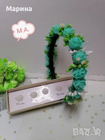 Празнична диадема с цветя, вариант 33, снимка 3 - Аксесоари за коса - 54232591