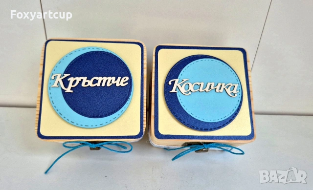 Комплект за кръщене "Син ангел", снимка 3 - Подаръци за кръщене - 54480921