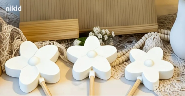 4 дълбоки цветя цвете с тичинки силиконов молд форма фондан шоколад гипс  смола декор, снимка 3 - Форми - 54185099