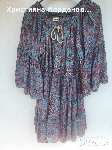 Лятна копринена рокля бохо стил