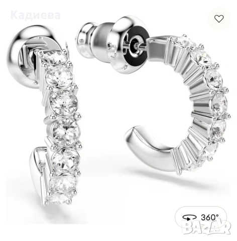 Обици Swarovski тип халка с кристали, кръгла форма, снимка 6 - Обеци - 55157352