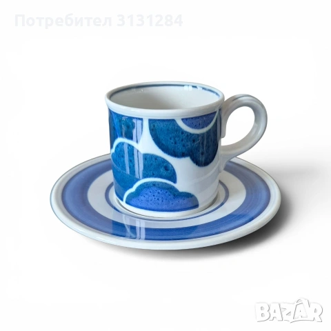 Колекционерски порцеланов сервиз за еспресо Villeroy & Boch "Blue Cloud" (1970s), снимка 5 - Сервизи - 54901885