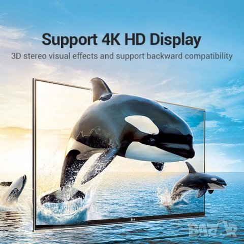 Vention HDMI адаптер 90° ъглов (M/F) – Right Angle HDMI, снимка 5 - Друга електроника - 54421721