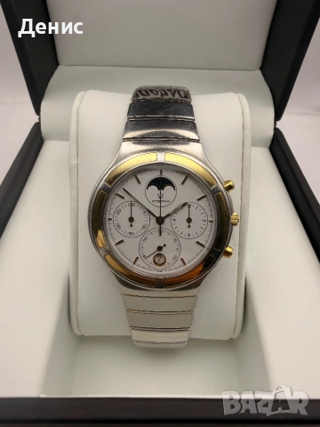 Eterna Air Force Moonphase Chronograph – 18K Gold & Steel | Rare 1990s Swiss Watch, снимка 2 - Мъжки - 54894156