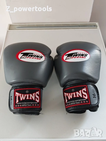 Боксови ръкавици Twins Special 16 oz (Естествена кожа) – Сиви / Като нови, снимка 2 - Бокс - 54990786