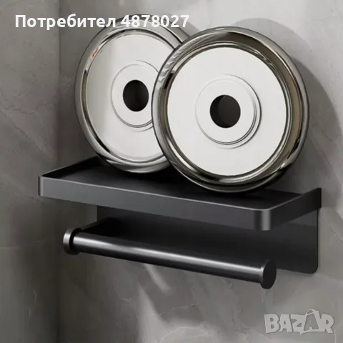 Държач за кухненска хартия с рафт XL – Стенен органайзер от неръждаема стомана, снимка 3 - Аксесоари за кухня - 55336754