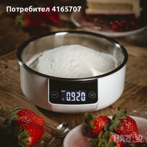 Дигитална кухненска везна до 5 кг – LCD дисплей, купа от неръждаема стомана и ТАРА функция