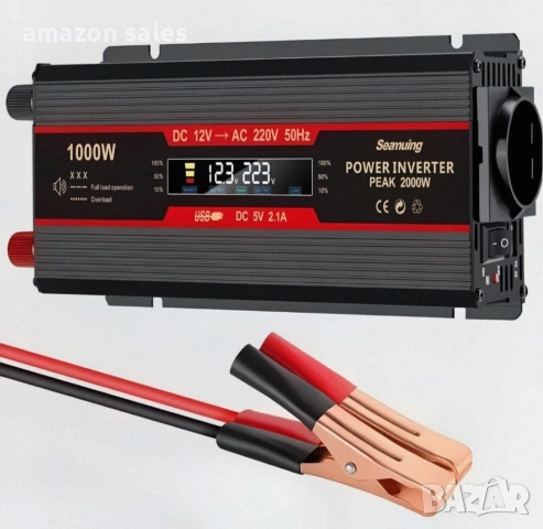 Seamuing 1000W инвертор за кола DC 12V към AC 220V конвертор за EU контакт и USB порт