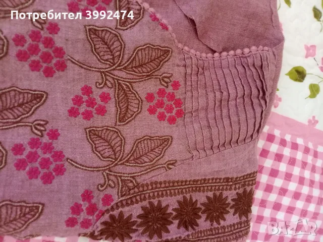 Дамска туника, с бродерия, 100% лен, снимка 2 - Туники - 55455316
