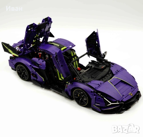Конструктор на Lamborghini Sián FKP 37 Roadster modified в цвят Dark Purple с ел. управление , снимка 3 - Конструктори - 54383066