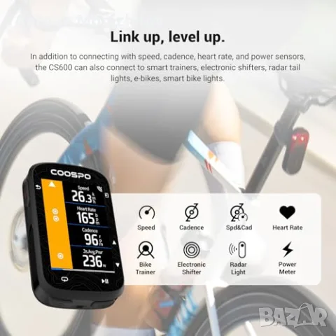 Велокомпютър CooSpo CS600 GPS 2.4 тъчскрийн 36 часа, снимка 4 - Аксесоари за велосипеди - 55347525